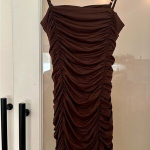 That’s so Fetch Elegant Brown Ruched Dress New Sexy XL
